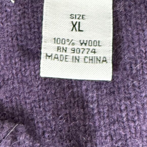 Serengeti Wool Embroidered Sweater Womens Size XL Winter Purple V-Neck VTG Warm - Picture 6 of 11
